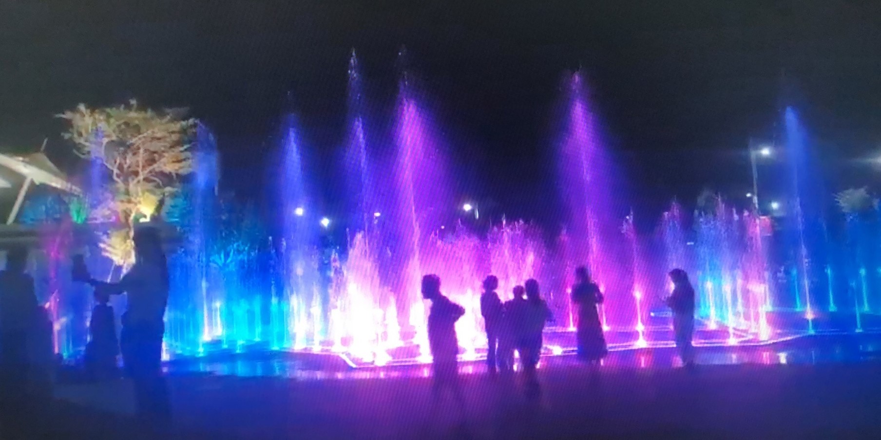 Music Fountain in the Dry Pool of the Municipal Square in Cangwu County, Wuzhou City, Guangxi Province